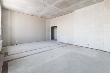 interior of the apartment without decoration in gray colors