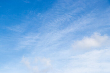 Clear blue color sky with white cloud background