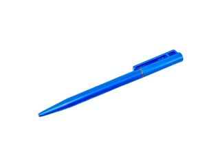 blue pen on a white background