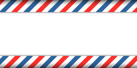 Barber red blue striped line background template with shadow and black empty white space. Construction safety sign banner