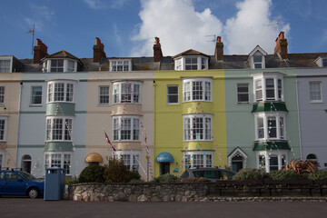 Colourful houses on the seafront in Weymouth, Dorset in the UK