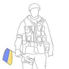 Ukrainian Independence day banner with soldiers. national symbol of Ukraine. 