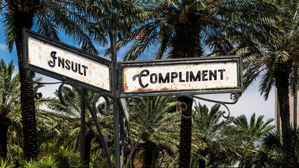 Fototapeta premium Street Sign Compliment versus Insult