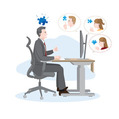 4 of coworkers agree and solve problem together online flat vector illustration on white background