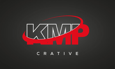KMP creative letters logo with 360 symbol vector art template design - obrazy, fototapety, plakaty