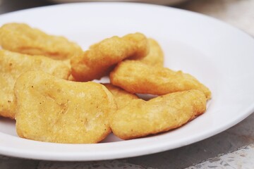 Close up of fried chicken nuggets