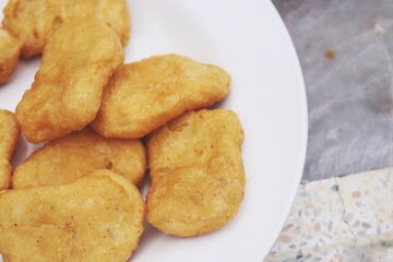 Close up of fried chicken nuggets