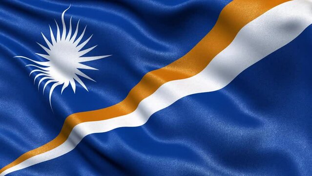 Marshall Islands Flag Seamless Loop. 3D animation.