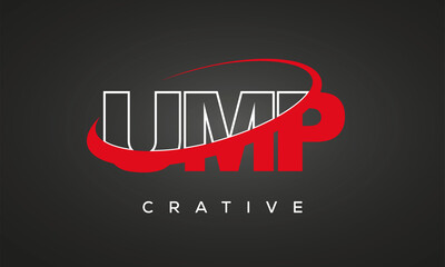 UMP creative letters logo with 360 symbol vector art template design