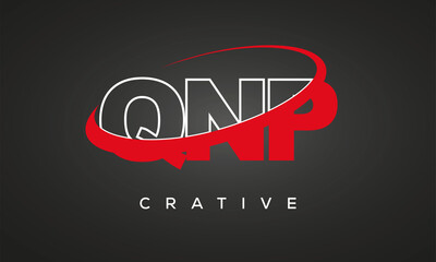 QNP creative letters logo with 360 symbol vector art template design