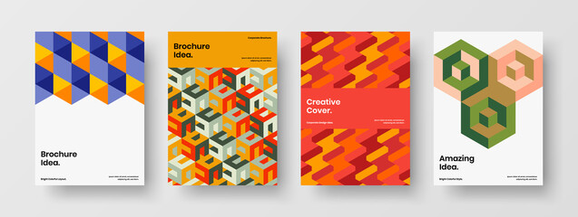 Fototapeta premium Trendy mosaic shapes company brochure concept set. Abstract presentation A4 vector design illustration composition.