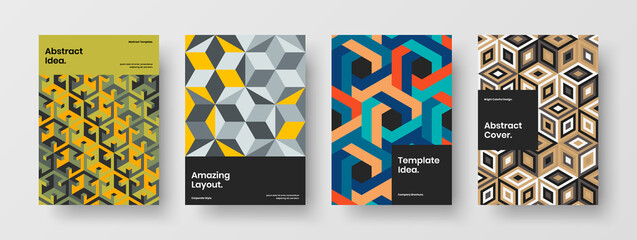 Fototapeta premium Colorful book cover design vector concept composition. Unique mosaic pattern company brochure illustration collection.