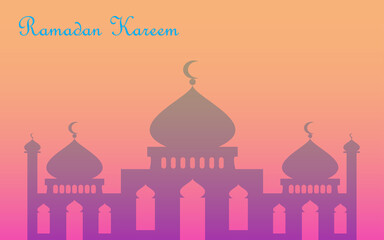 ramadan greetings with mosque silhouette 
