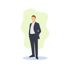 Standing businessman or CEO simple flat vector character illustration.