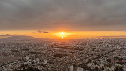 Sunset in the city of Lima with a view of the sea