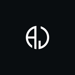 Circle monogram logo icon letter AJ