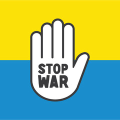 Stop war sign on hand icon.