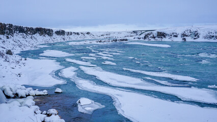 Breathtaking frozen river in ICeland
