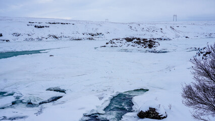An icelandic frozen river