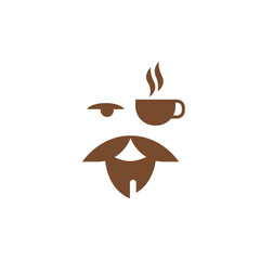 Mister cup coffee logo Identity. Simple man mascot logo coffee for Brand Identity	