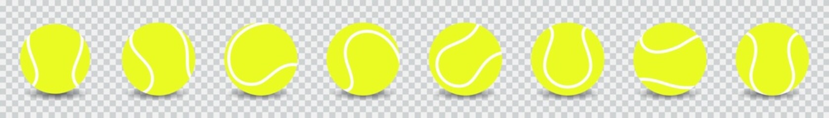Tennis ball icon set isolated on transparent background. Tennis ball sport collection. Vector illustration.