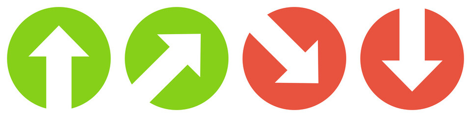 Pfeil Icons grün rot: Hoch und runter