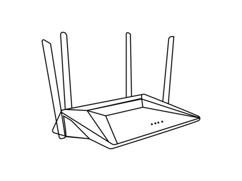 black and white router with antennas clip art preview