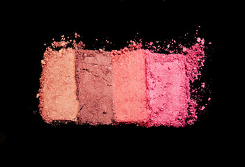 Mat blusher palette isolated black background medium color