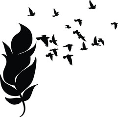 Feathers With Birds Silhouettes Feathers With Birds SVG EPS PNG