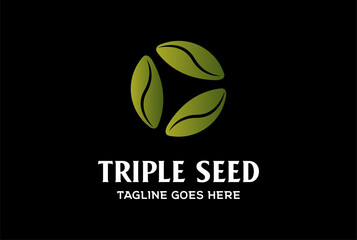 Simple Minimalist Three Triple Seed for Grow Herb Cultivation Logo Design Vector