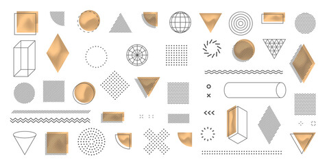 Vector set. Geometric shapes. Minimal modern shapes. Minimalist geometric forms for your design project. Trendy hipster background and logotypes.
