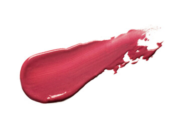 Lipstick raspberry cerise rose blush colored smudged on white isolated background