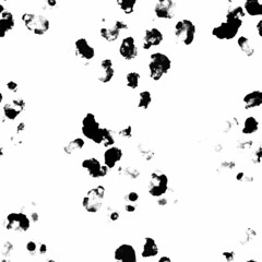 Abstract spotted seamless pattern. Dalmatian spots and leopard. Paint dirty grunge pattern. Vector hand drawn illustration isolated on white background.