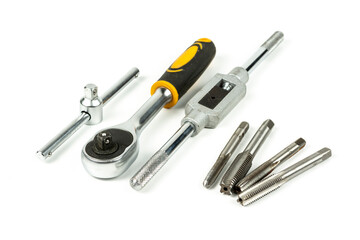 a set of professional tools for threading a hole in a repair