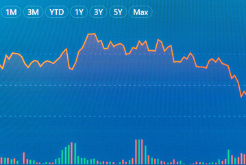 Obraz premium Crisis business finance curve blue background Investment, marketing crisis concept.Blurred image background.