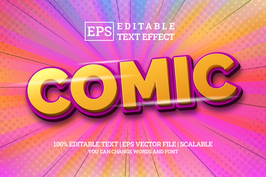 premium comic 3d editable text style effect on colorful halftone background