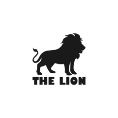 Male African lion black vector silhouette illustration.