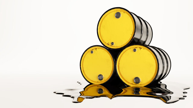 3d render of Barrels of oil isolated on white background