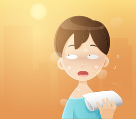 Heat stroke symptom and first aid infographics