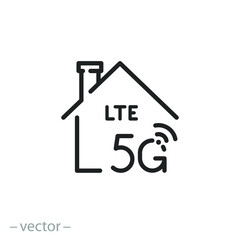Fototapeta na wymiar 5g lte in home icon, wifi network, technology cellular, thin line symbol on white background - editable stroke vector illustration