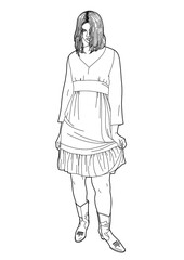 Drawing of a fashionable woman