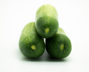 three cucumber isolate on white background, selective focus