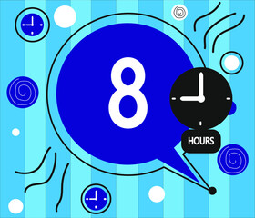 8 hour clock icon. vector blue weather symbo