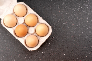 Organic chicken eggs on the table. Eggs are good for everyone and health. Farm products, natural eggs.