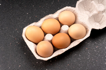Organic chicken eggs on the table. Eggs are good for everyone and health. Farm products, natural eggs.