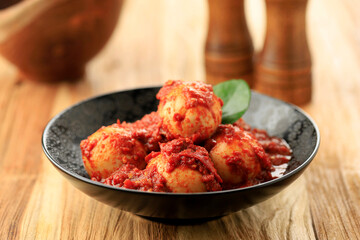 Indonesian Food Telur Balado (Eggs with Spicy Chili Sauce)