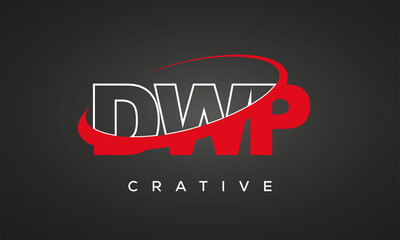 DWP creative letters logo with 360 symbol vector art template design