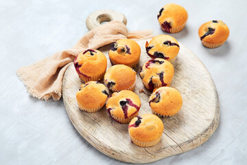 Freshly baked blueberry muffins.