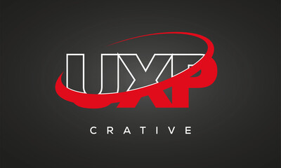 UXP creative letters logo with 360 symbol vector art template design