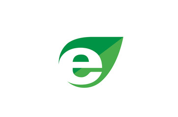 e leaf logo green letter symbol vector design icon illustration